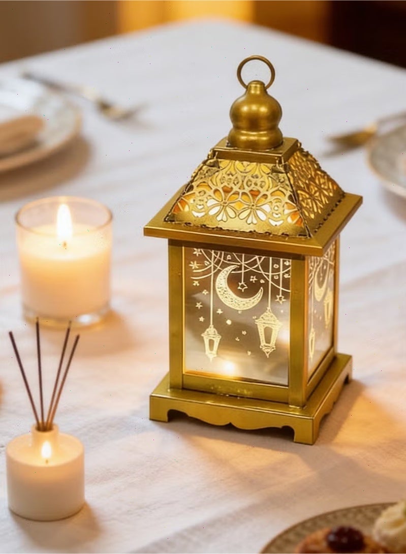 Topyich Ramadan Lantern with Moon Star Pattern, LED Candle Ramadan Light, Ramadan Decorations for Home - Image 3